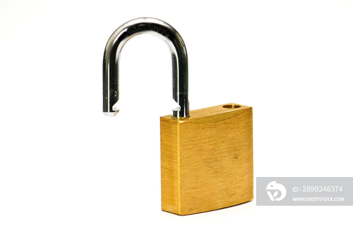 open padlock with white background