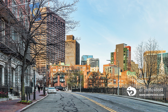 Beacon Hill neighborhood in downtown Boston MA