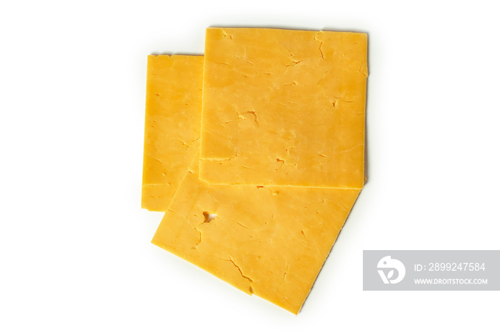 Slice of cheese cheddar isolated on a white background.