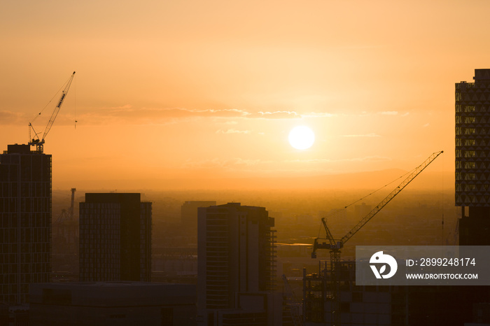 Evening Scene Of A Construction Site.