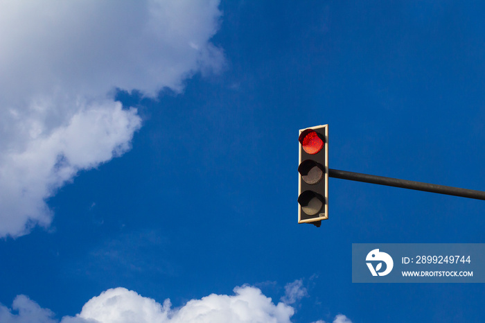 Traffic light with red light on