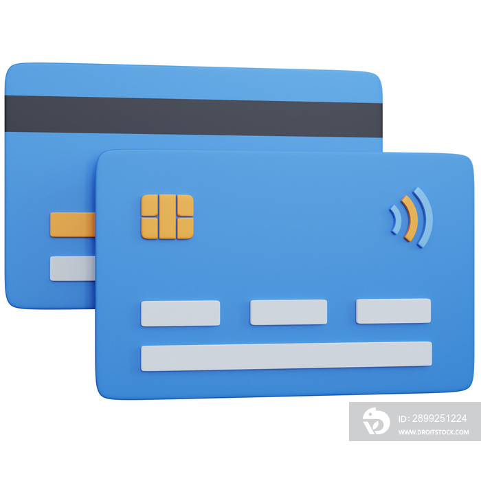 3d rendering credit card with back view isolated