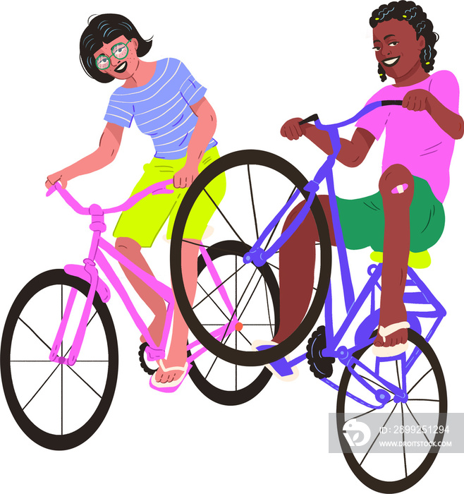 children riding bikes in flipflops transparent background