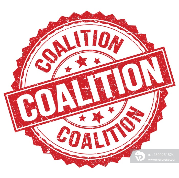 COALITION text on red round stamp sign