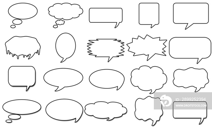 Empty speech bubble with edge, blank, white, black edge