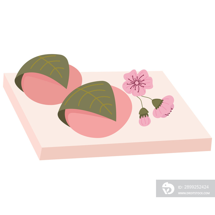 Sakuramochi - Japanese rice cake wrapped in a pickled cherry blossom,sakura leaf