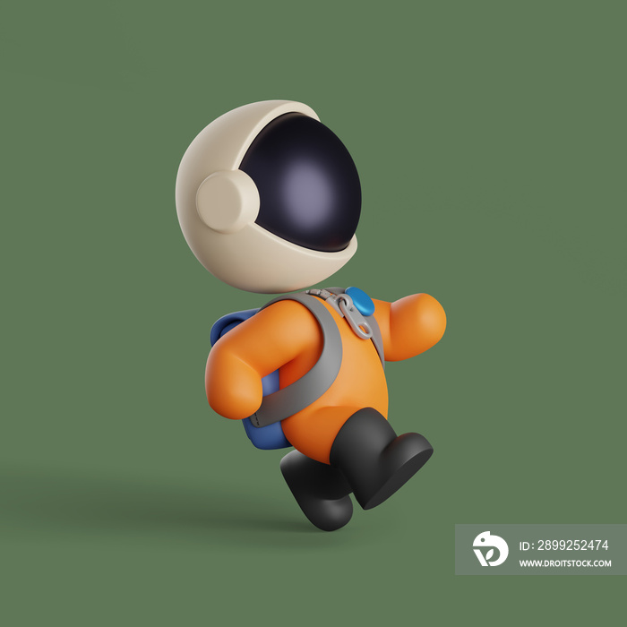 3d illustration of cute astronaut running gesture