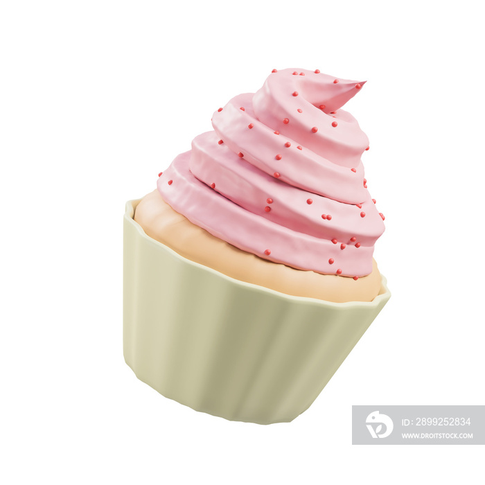 pink cupcake 3d food illustration