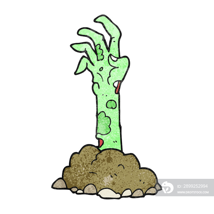 textured cartoon zombie hand rising from ground