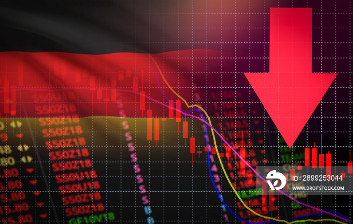 Germany Stock Exchange market crisis red market price down chart fall Business and finance money crisis red negative drop in sales economic fall