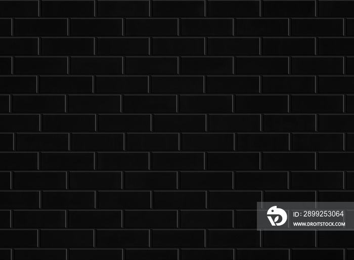 black brick tile wall or ceramic subway texture for background