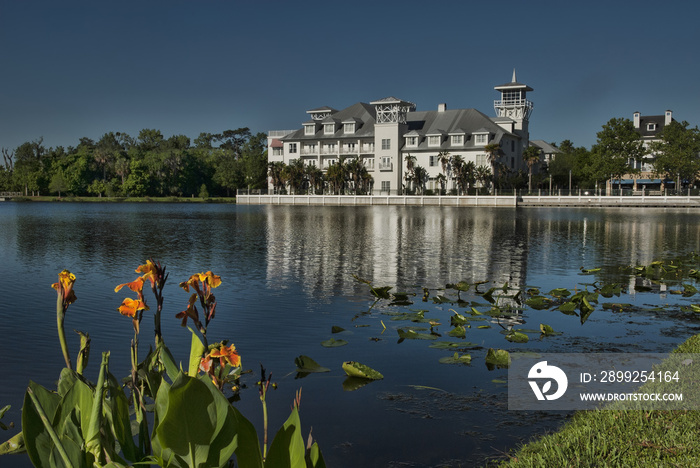 View over Spring Lake in Celebration Orlando Florida.