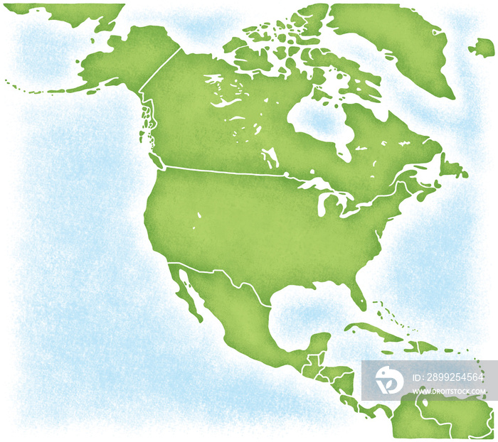 北アメリカ大陸とその周辺の地図