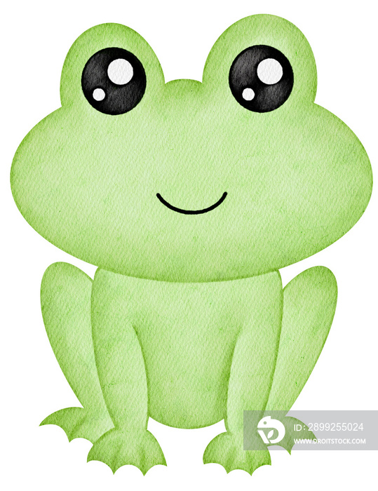 cute frog cartoon watercolor illustration