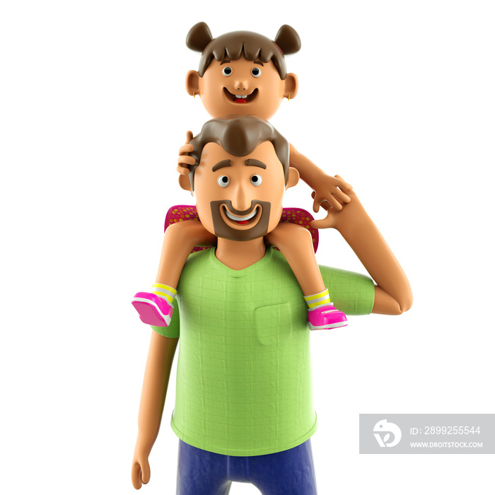 3d illustration of father and son for happy fathers day