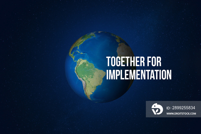 Together for implementation COP-27 concept. UN climate change conference 3d green concept.