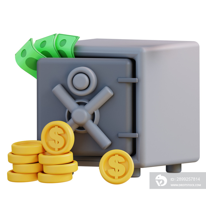 3d Illustration of money safe deposit box