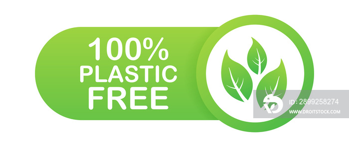 Plastic free green icon badge. Bpa plastic free chemical mark. Vector stock illustration.