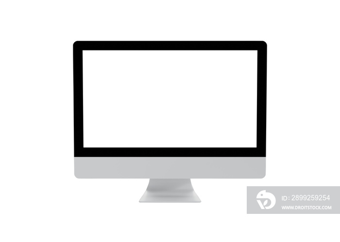 Realistic computer monitor isolated on white background. Modern flat screen computer monitor. 3d illustration.