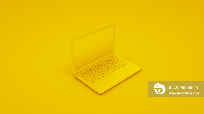 Yellow Laptop 3d illustration