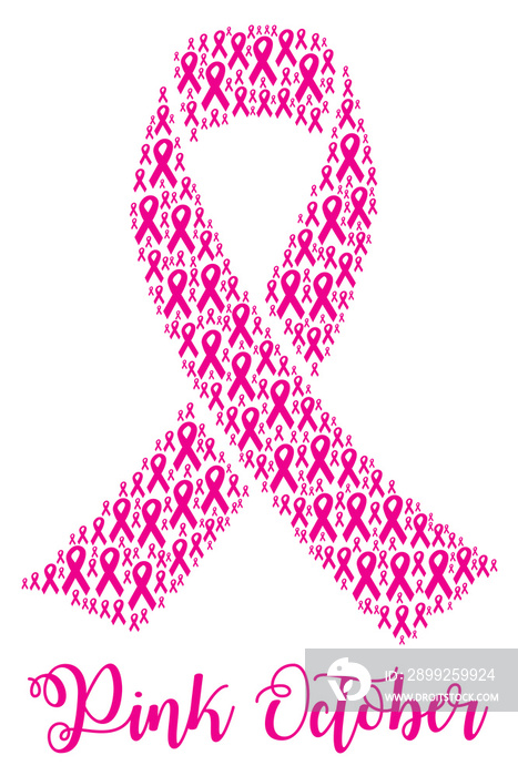 Pink october ribbon symbol and breast cancer awareness month