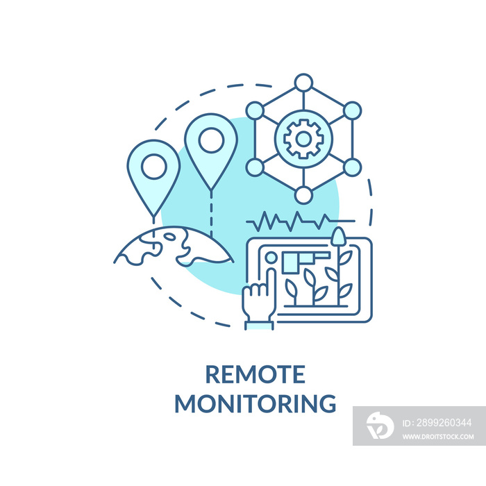 Remote monitoring turquoise concept icon. Production estimation abstract idea thin line illustration. Isolated outline drawing