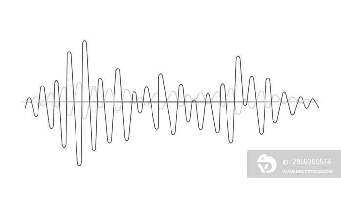 Sound wave in line form for music player or audio podcast. Illustration in graphic design isolated