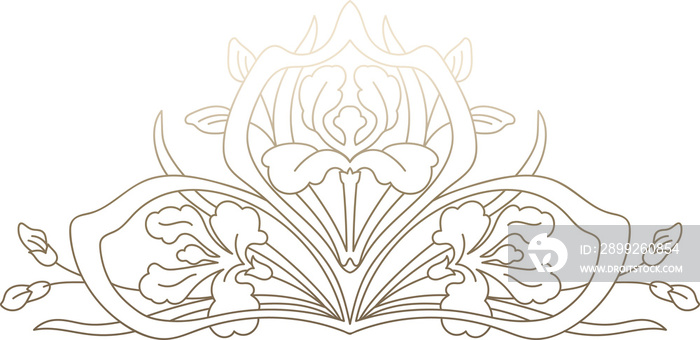 Luxury gold flower line art