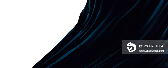 Blue wavy shapes on a black background. 3d trendy modern background.