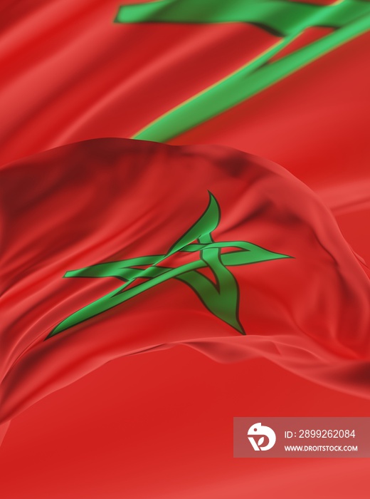 Abstract Morocco Flag 3D Rendering (3D Artwork)