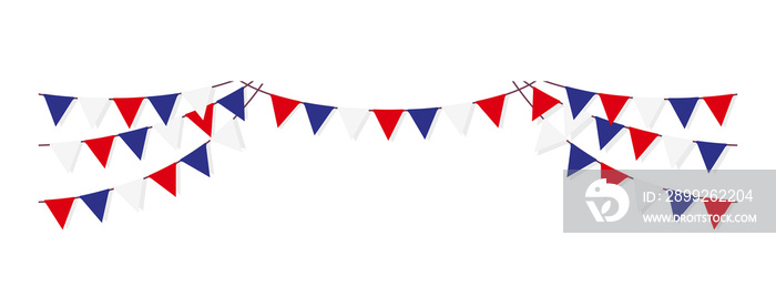 Bunting garland (pennant flags) decoration illustration | French flag	 / png, no background