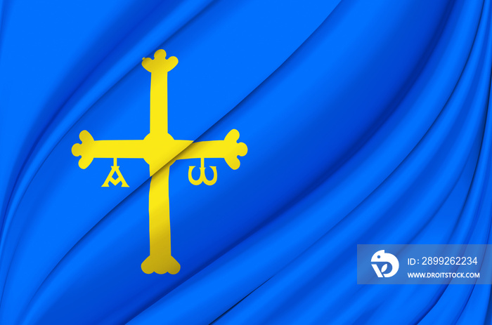 Asturias waving flag illustration.