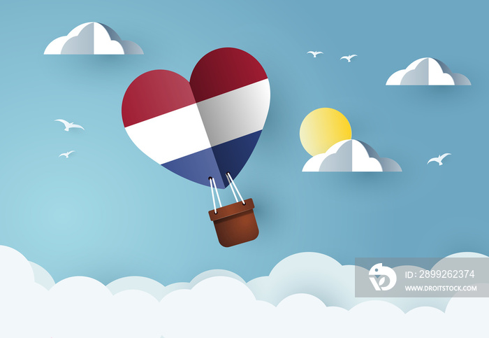 Heart air balloon with Flag of Netherlands for independence day or something similar