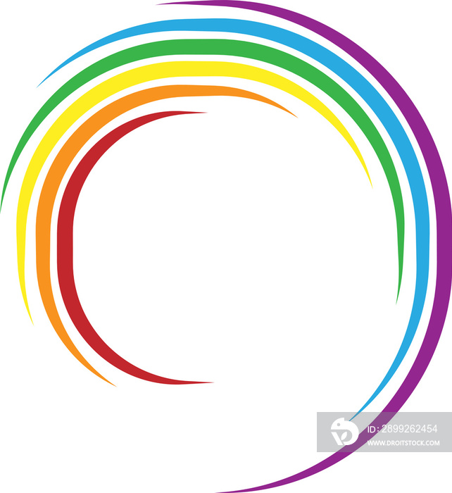 LGBT rainbow frame in circle shape. PNG transparent.