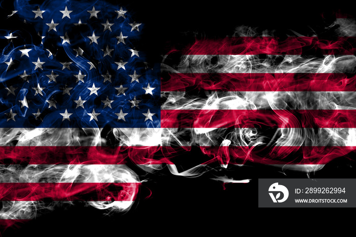 United States of America, America, US, USA, American smoke flag isolated on black background