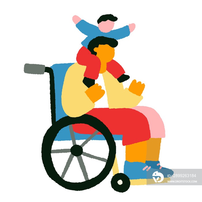 Colorful disabled wheelchair user