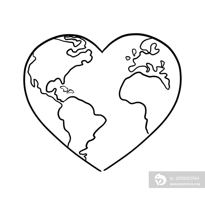 Heart Globe Line Art