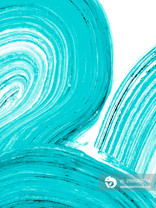 Abstract turquoise stripes creative hand painted background, brush texture, acrylic painting.