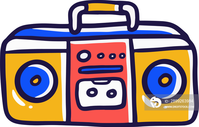 Trendy radio Illustration design. Retro 80s design element