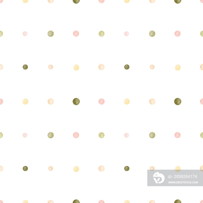 Watercolor pink green dot seamless pattern. Romantic background. Polka dot pattern for fabric. Pastel wedding texture wallpaper. Birthday minimal love design seamless