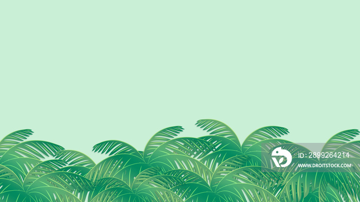 Green palm tree leaves with copy space background - Illustration
