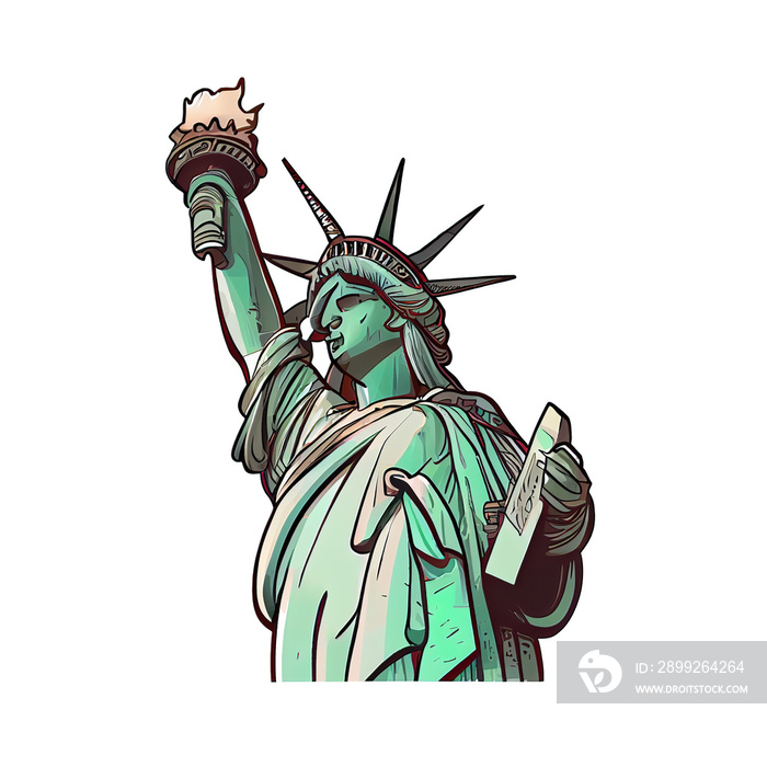 Cartoon sticker the Statue of Liberty in New York City