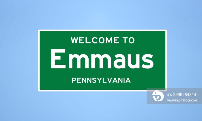 Emmaus, Pennsylvania city limit sign. Town sign from the USA.