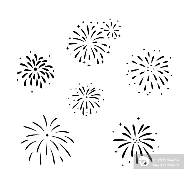 fireworks silhouette illustration set