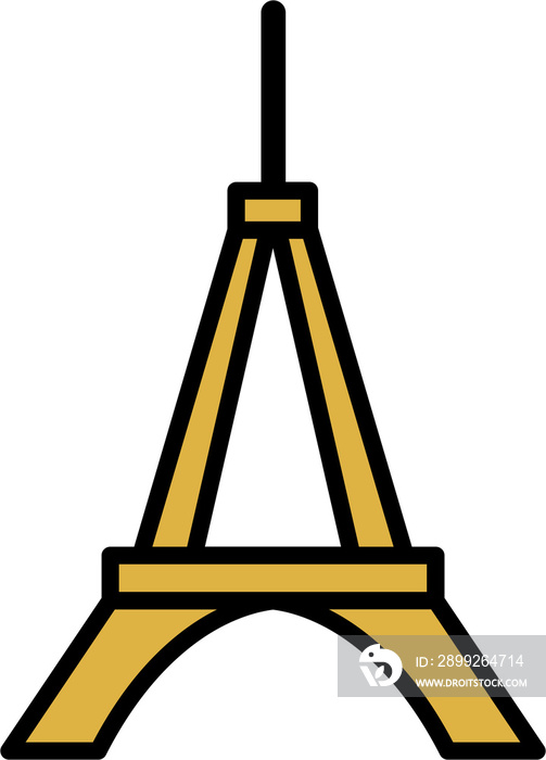 outline simplicity drawing of eiffel tower landmark front elevation view.