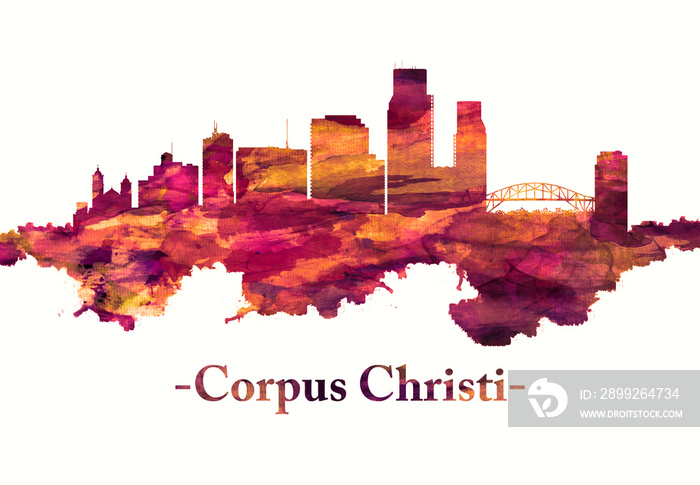 Corpus Christi skyline in red