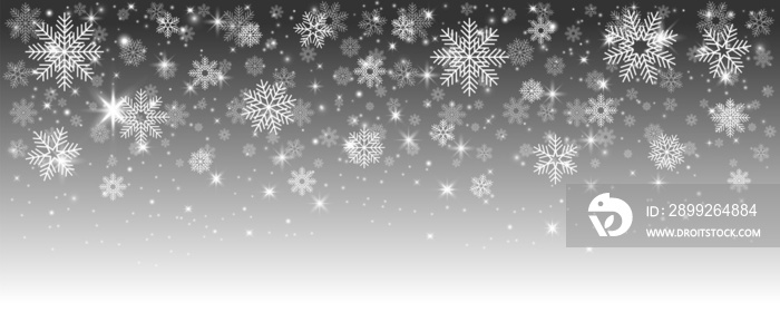 Glittering vector dust on transparent background. White sparkling lights. Christmas background. PNG image