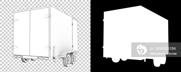 Cargo trailer isolated on background with mask. 3d rendering - illustration