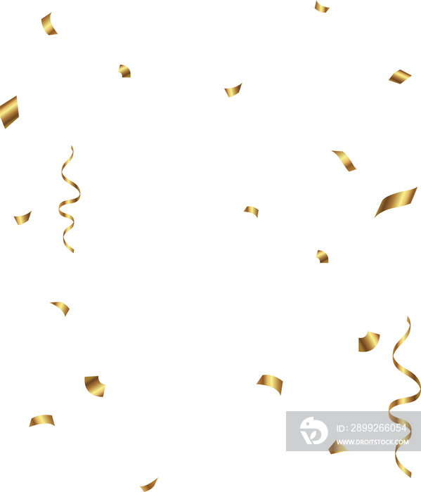 Shiny golden confetti confetti and ribbons falling down. Bright festive tinsel of gold color.luxury background.