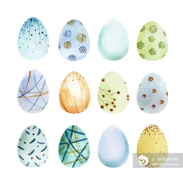 Watercolor abstract easter eggs. Happy Easter.  Great for easter greetings, cards, arrangenents. kids craft